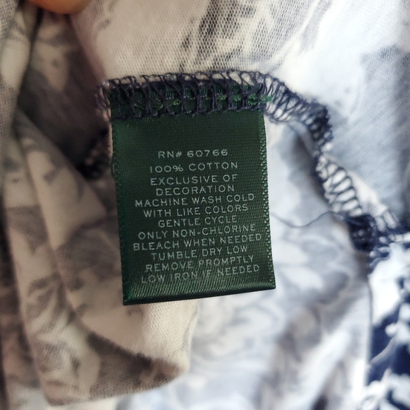 Lauren Ralph Lauren Beach Cover Up Cotton Size 2X Navy White - Picture 4 of 10